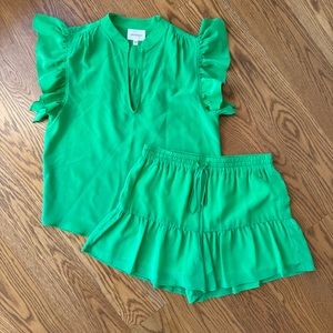 Lavender Brown Green Skirt Set-Small top and medium bottom